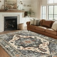 thumbnail image 4 of 5x7 Area Rugs - Ultra-Thin Washble Rug, Stain Resistant Anti Slip Backing Rugs for Living Room,Bedroom, Vintage Home Decor Area Rug, Black, 4 of 6