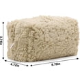 thumbnail image 2 of Small Travel Fuzzy Makeup Bag: Aesthetic Makeup Bag, Soft Plush Cosmetic Bag for Women, Cute Makeup Bags for Purse, Portable Storage Bag Zipper Toiletry Organizer (Khaki), 2 of 9