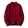 thumbnail image 4 of Wutalume Men's Solid Color Fleece-Lined Knitted Sweater for Casual Base Layer, Warm and Soft, Perfect for Everyday Comfort and Winter Style,Wine XL, 4 of 4