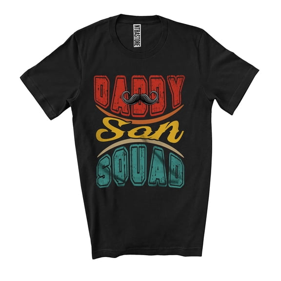 Vintage Daddy Son Squad; Humorous Father's Day Mustache; Matching Men Family Group Unisex T-Shirt