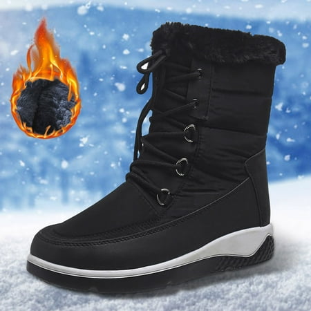 

Christmas Fashion Autumn And Winter Women Snow Boots Thick Bottom Non Slip Round Toe Lace Up Warm And Comfortable