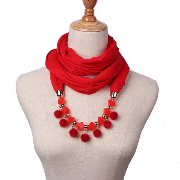RUNMEIFA Charm Pendant Scarf Tasted Small Wool Ball Necklace Brand new Pure color Act the role ofing Fashion Women scarf