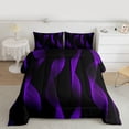 thumbnail image 2 of jejeloiu Modern Abstract Geometric Full Size Comforter Sets,Purple Black Stripe Bedding Sets For Girls Boys Reversible 3pcs, 2 of 8