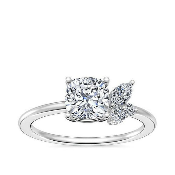 0.70 Carat Unique Solitaire Cushion Shape Genuine Diamond Ring for Women Solid 14K White Gold Size 7