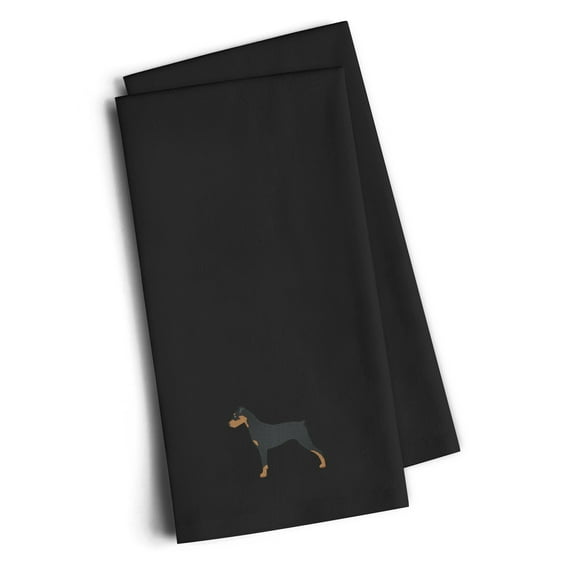 German Pinscher Black Embroidered Towel Set of 2