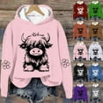 thumbnail image 4 of WCMZJ Highland Cow Hoodies for Women Cute Funny Graphic Sweatshirt Cowgirl Long Sleeve Plus Size Oversized Pullover Tops White 4XL, 4 of 4