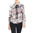thumbnail image 3 of Allegra K Women's Floral Button Down Long Sleeves Tie Neck Office Shirts, 3 of 7