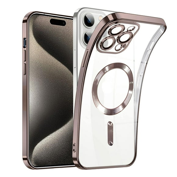 Supershield iPhone 15 Pro Cas de Luxe Sans Fil Magsafe Magnétique de Charge Électrodéposition Cas de Couverture iPhone 15 Pro - Or Rose