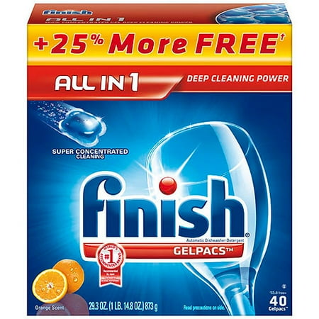 Finish Gelpacs Dishwasher Detergent, Orange Scent, 40