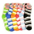 thumbnail image 2 of Womens Colorful Soft Warm Microfiber Fuzzy Winter Striped Crew Socks WIth Foot Grip, 2 of 3