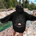 thumbnail image 2 of NinXxx Women's Sunset Beach Oversized Hoodie Beachy Sweatshirt Top Black M, 2 of 6