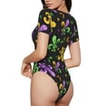 thumbnail image 3 of Easygdp Mardi Gras Carnival4 Women's One-Piece Swimsuit Slim Fit Crew Neck Bodysuit Athletic Swimwear with Concealed Buckle - XX-Large, 3 of 9