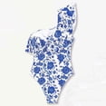 thumbnail image 6 of Lopeceal Womens One Piece Swimsuit One Shoulder Tummy Control Bathing Suit Slimming Vintage Floral Print Ruffle Swimwear, 6 of 6
