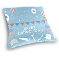 thumbnail image 3 of US Labor Day Celebration Velvet Plush Throw Pillow Cushion Case Cover - 20" x 20" - Invisible Zipper Home Decor Floral for Couch Sofa No Pillow Insert, 3 of 5