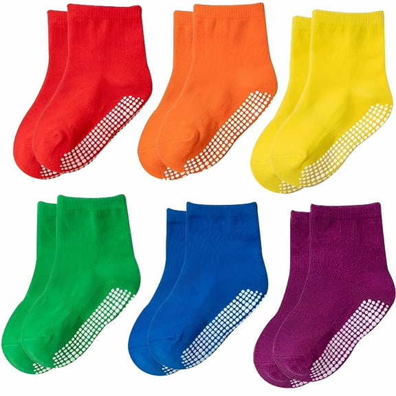 TELOLY Non-Slip Socks with Grippers - Ankle Style for Little Girls and Boys,Infants,Toddlers,Children