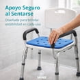 thumbnail image 2 of Seven Mine Silla para Baño Adulto Mayor 4 en 1 Antideslizante | Banco Ducha con Respaldo y Brazos Desmontables, Almohadilla Confortable, Altura Ajustable 43–56 cm, Aluminio Ligero Soporta 130 kg, 2 of 10