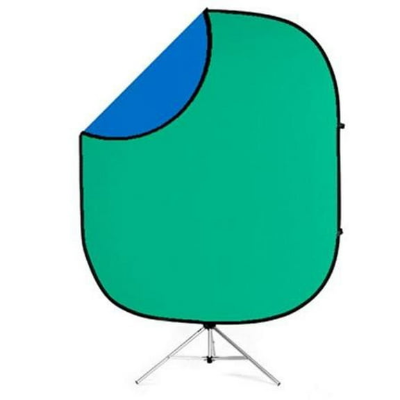 Savage 5x6' Collapsible Disc Reversible Muslin Style Background with 8' Aluminum Stand, Chroma Green/Blue