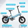 thumbnail image 3 of Lohoms 16" Folding Adult Electric Bike, 20mph 30 mile 350W 3 Riding Mode Commuter Foldable E-Bike for Adult, 16" Fat Tire Mountain Electric Bicycle, With APP Control, Blue, 3 of 9