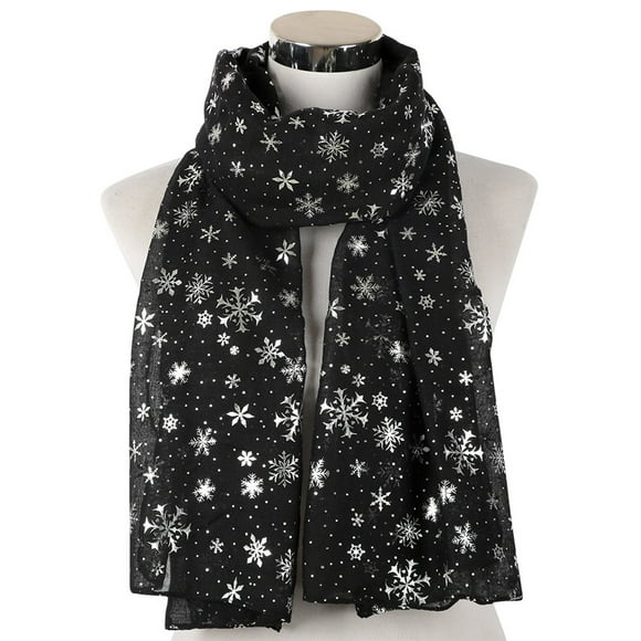 Up to 65% off Women Christmas Festive Winter Snowflake Print Warm Winter Snow flake Scarf Fashionable Scarf on Clearance