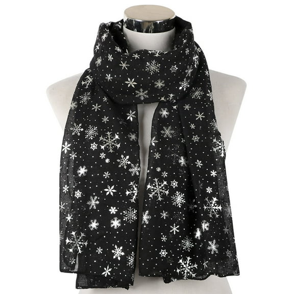 Babysbule Scarf for Women Women Christmas Festive Winter Snowflake Print Warm Winter Snow flake Scarf