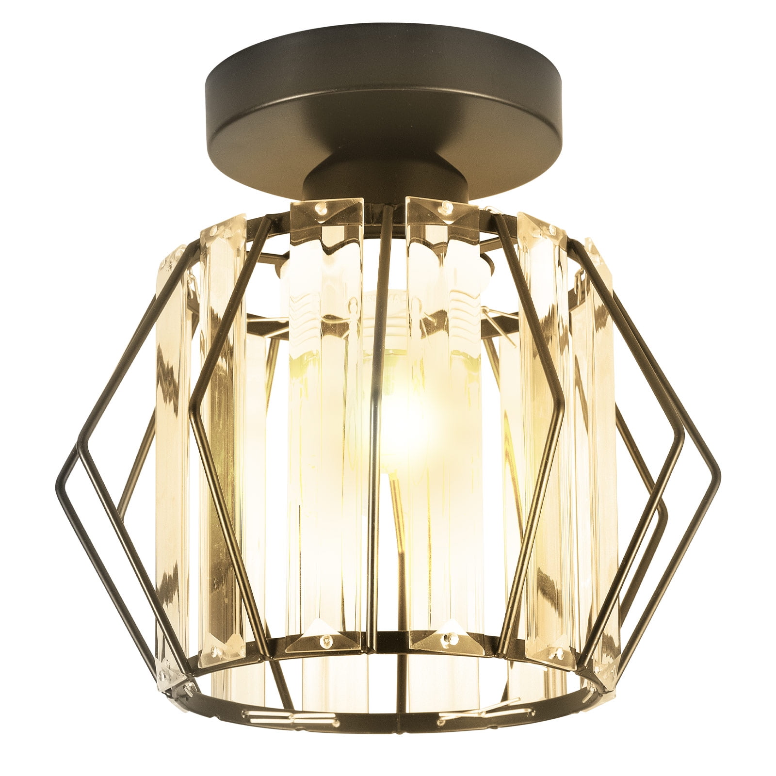 G · PEH Semi Flush Mount Ceiling Light,Metal Cage Close to Ceiling