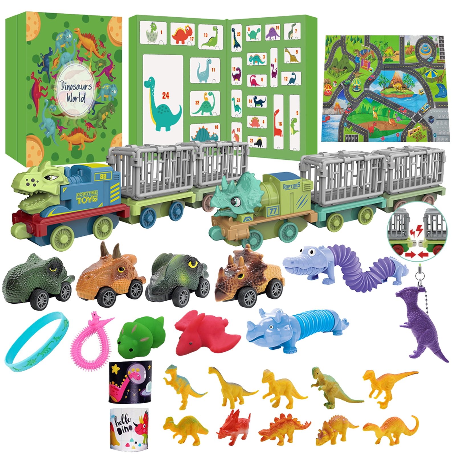 CRAZE Calendario De Adviento Dinorex 2022 – 24 Sorpresas Con 5 Figuras De Dinosaurios, Pegatinas, Lápices, Tijeras Y Juego Extra, Para Niños +3 Años