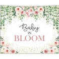 thumbnail image 2 of Baby in Bloom Backdrop Sage Green Leaves with Pink Flowers Baby Shower Party Decorations Baby Girl's Greenery Floral Nature Theme Photography Background Cake Table Banner, 2 of 3
