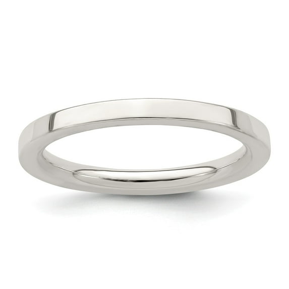 Solid 925 Sterling Silver 2mm Comfort Fit Flat Size 8 Plain Classic Wedding Band Ring