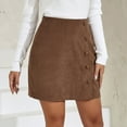 thumbnail image 3 of Prolriy Mini Skirt Womens Corduroy Skirts Fall Winter High Waist Button Down A Line Short Mini Skirt with Pockets Skirts for Women Brown L, 3 of 9