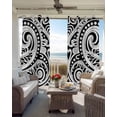 thumbnail image 2 of Polynesia Texture Blackout Curtains for Bedroom/Living Room, Thermal Insulated Kitchen Curtains, Retro Floral Tribe Abstract Art Black Grommet Darkening Window Treatment Drapes 27.5"x39"x2, 2 of 8