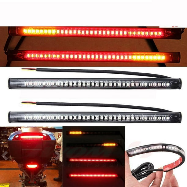 2X Universal Motorcycle flexible 48 LED Light Strip 8 '' Direction Signal  Tail Light Bar 