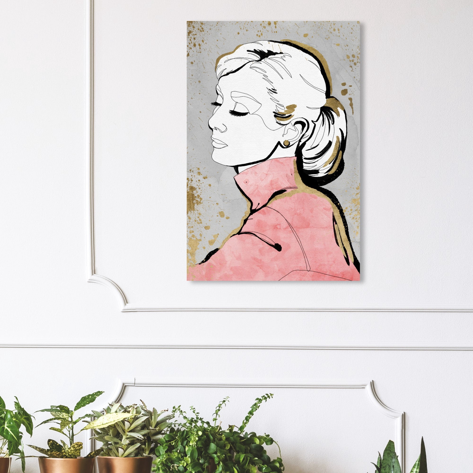 Wynwood Studio 'Contour Icon' Fashion and Glam Wall Art Canvas Print - Pink, White, 20" x 30"