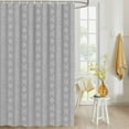 thumbnail image 4 of Fabric Shower Curtain, Boho White Striped Farmhouse Style Grey Bathroom Curtain with 12 Hooks Waterproof No Bad Odor Machine Washable Bath Curtains for Bathroom, Spa Room, 72"x84", 4 of 6