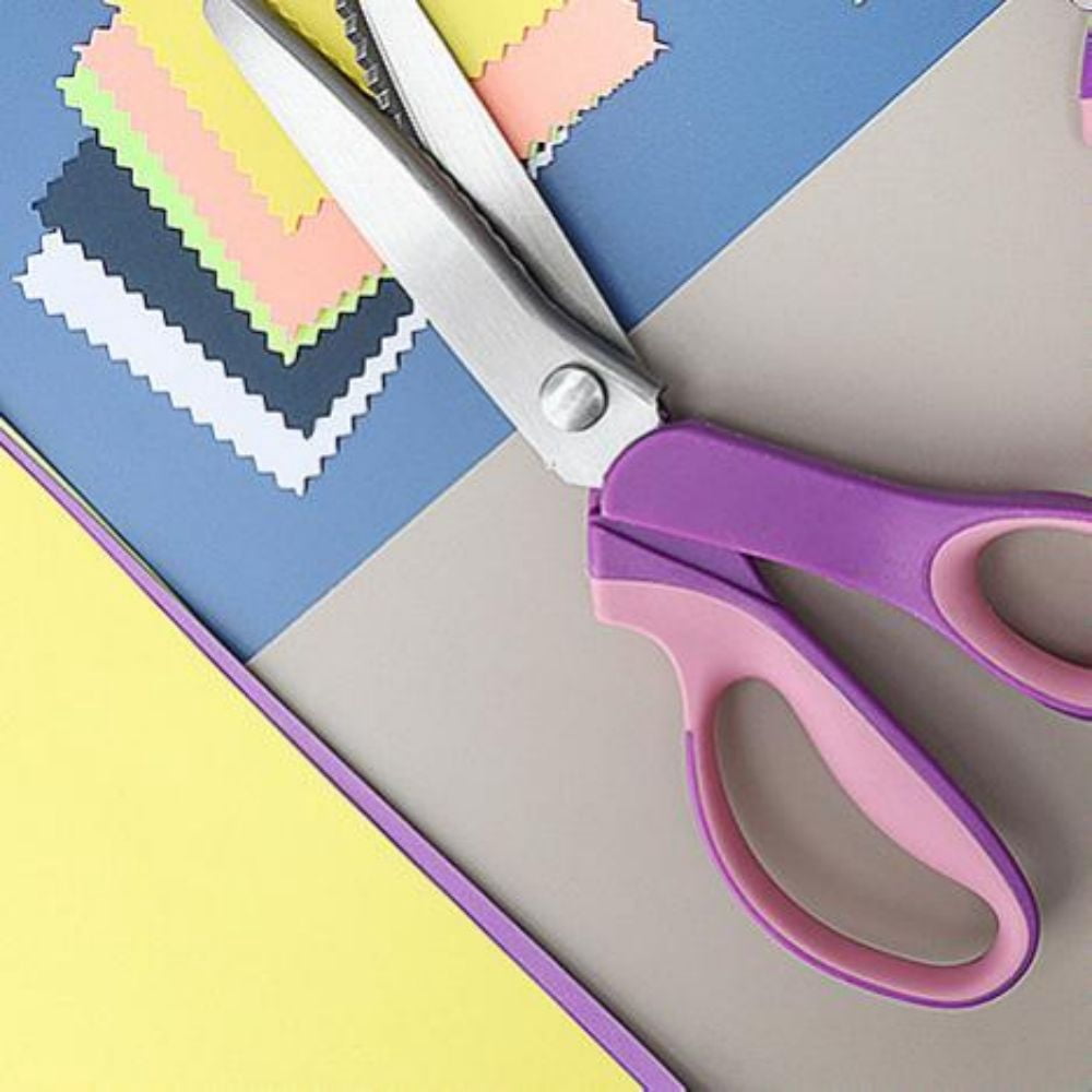 201 Stainless Steel Pinking Shears Serrated Scissors with Plastic Handle for Sewing Craft Dressmaking Violet 230x88x21mm diy
