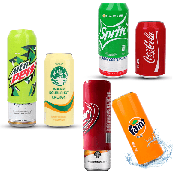 6-Pack Silicone Beer Can Covers That Look Like Soda for 12 oz Standard Cans, 12 oz Skinny Cans, and 16 oz Cans