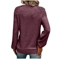 thumbnail image 4 of cfhntfmh Womens Sweaters Pullover Lantern Long Sleeve Crewneck Shirts Ribbed Knit Sweater Slim Fitted Casual Trendy Outfits（Red,X-Large), 4 of 4