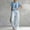 02-Blue, variant on Women's 2 Piece Cotton Linen Outfit Set, Short Sleeve Solid Top with Striped Wide Leg Pants with Pockets, Casual Loose Summer Loungewear for Daily Vacation Wear 07-Yellow XXL