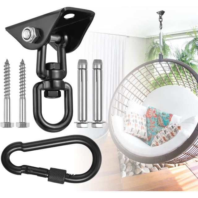Kit de suspensión para hamaca gancho de techo rotatorio 360° capacidad 544 kg kit para silla hamaca soporte árbol gimnasio yoga