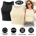 thumbnail image 3 of Women Sleeveless Tank Top, Moclever High Neck Crop Racer Back Workout Top Machine Washable, 3 of 11