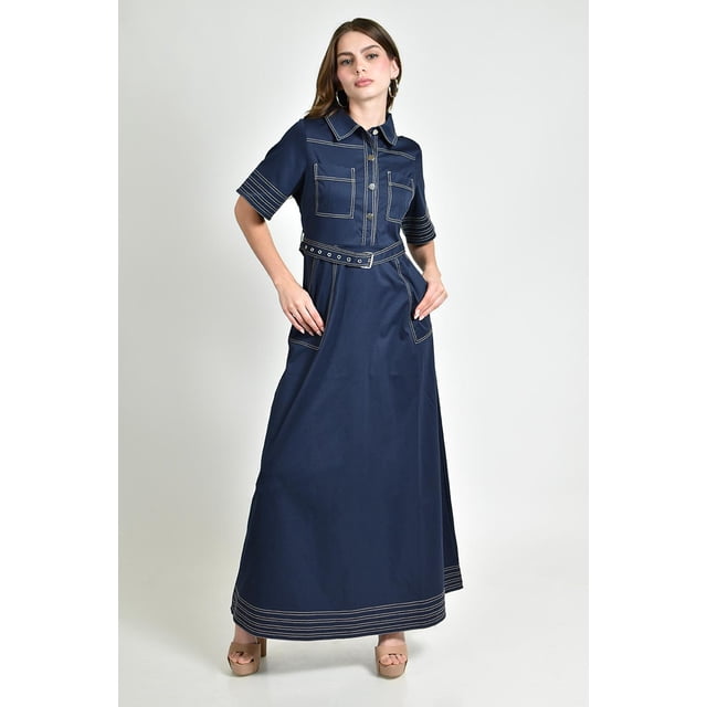 Vestido camisero largo Roman Fashion /Juvenil, 3829 (Azul marino) azul marino CH