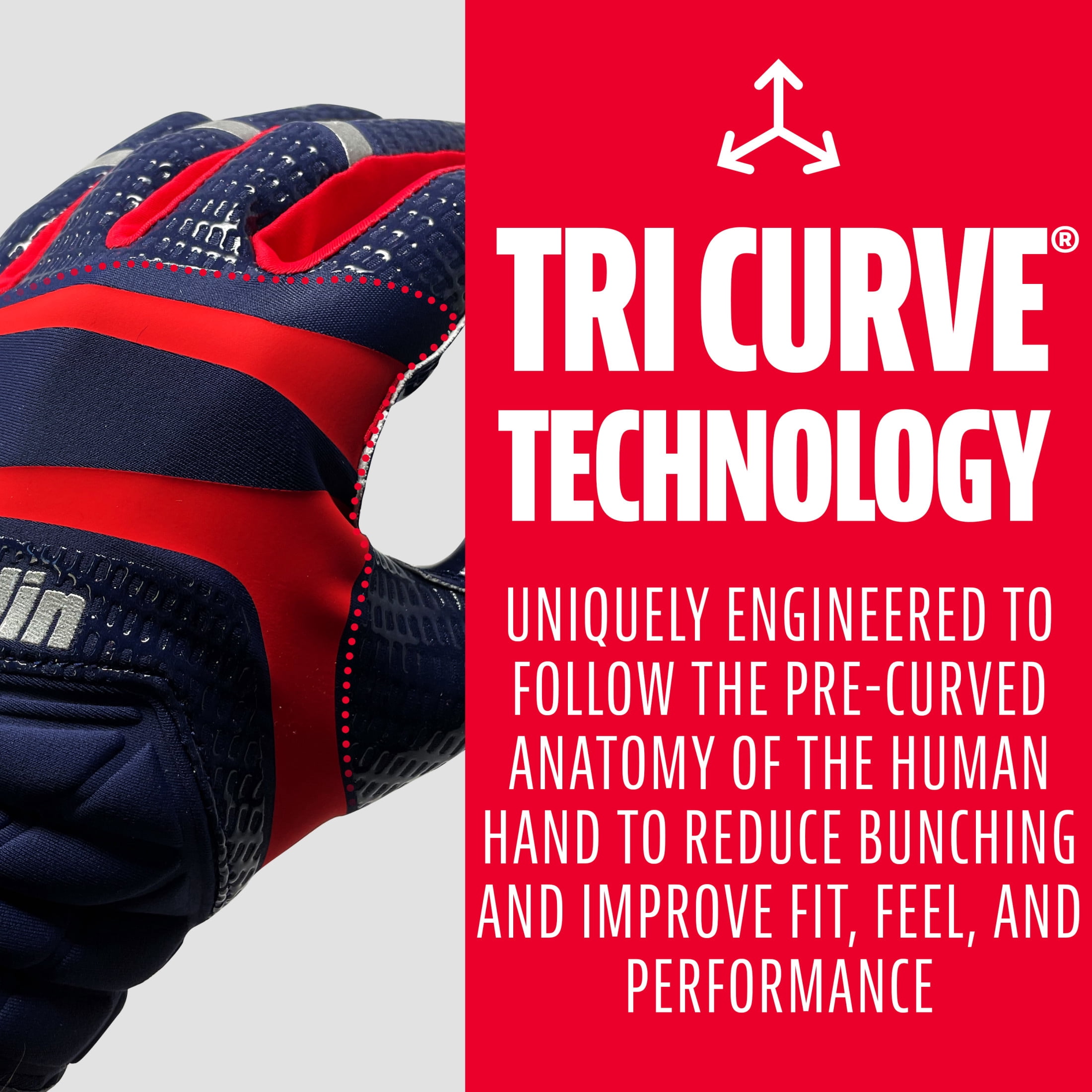 Franklin Sports Hi-Tack Premium Football Receiver Gloves - Navy/Red - Youth Large