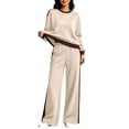 thumbnail image 2 of Women's 2-Piece Colorblock Sweatsuit Set Crewneck Long Sleeve Top and Wide Leg Pants Casual Lounge Outfit Fall Winter Daily Wear, 2 of 5