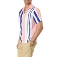 thumbnail image 4 of MODA NOVA Big & Tall Men's Summer Striped Shirts Short Sleeves Button Down Beach Shirt, 4 of 6