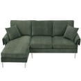 thumbnail image 3 of EUROCO 1000LBS 84" Convertible Sectional Sofa Couch, onvertible L Shaped Couch with 2 Pillows,Sectional Couch for Small Space Apartment, 3 Seater, Green, 3 of 8