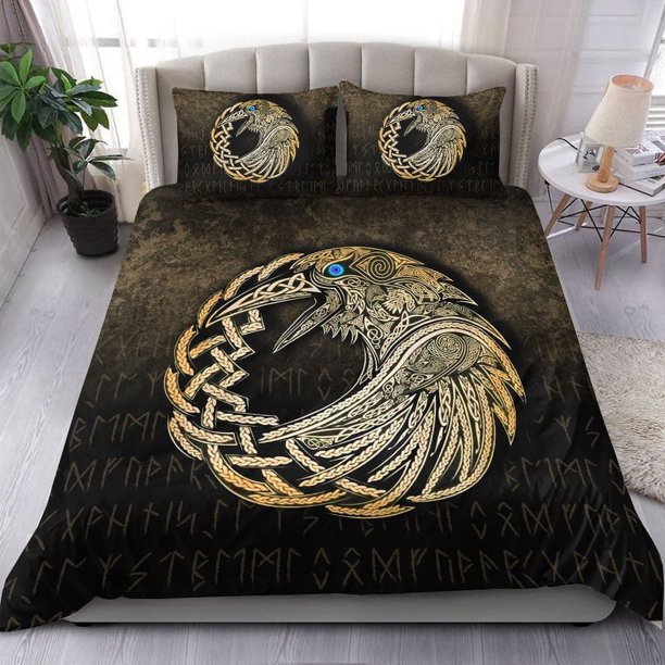 Juego de Cama Vikingo Vikings Raven Gold Version Juego de Cama Rlt12