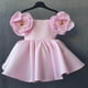 thumbnail image 2 of Vestido Para Niñas, Ropa Para Niñas Pequeñas, Color Sólido, Retro, Flores 3D, Manga Corta, Vestido De Fiesta De Cumpleaños, Vestidos Para Niños, Rosa Odeerbi  LM103-8865, 2 of 4