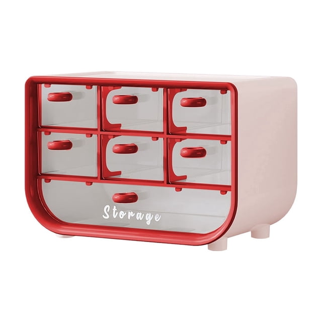 Organizador de escritorio con cajones, organizador de papelería y cosméticos con múltiples compartimentos, organizador de escritorio transparente con cajones para el hogar, la oficina, el dormitorio,