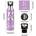 thumbnail image 2 of Personalized Insulated Water Bottle with Name, Custom Monograms Stainless Steel Tumbler with Lid & Straw, 20 oz Vacuum Cup Gift for Women (Letter K), 2 of 8