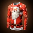thumbnail image 2 of RXMEKW Haut à Manches Longues Imprimé de Noël pour Hommes, Chemise Décontractée en Polyester, Rouge G, 2 of 3