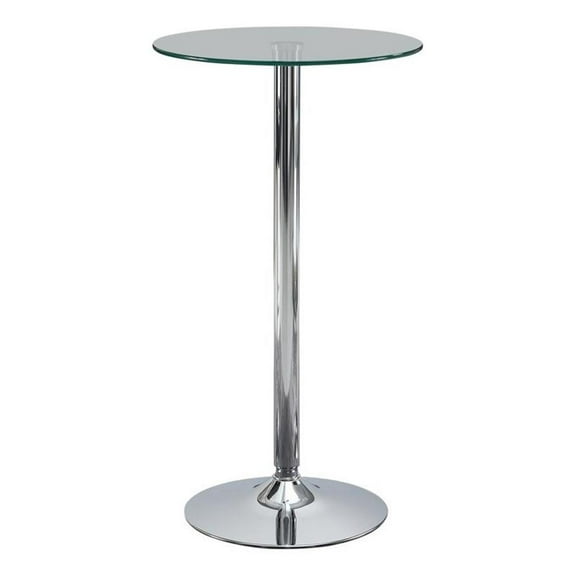 Coaster Company Abiline Round Glass Pub Table, Chrome